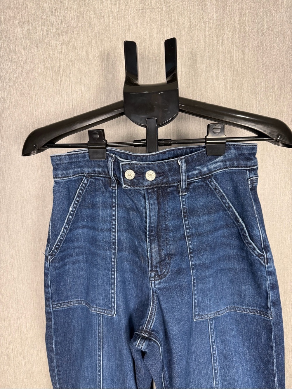 American Eagle Women’s Wide Leg Dark Blue Denim Jeans Size 8 Petite - Picture 2 of 12